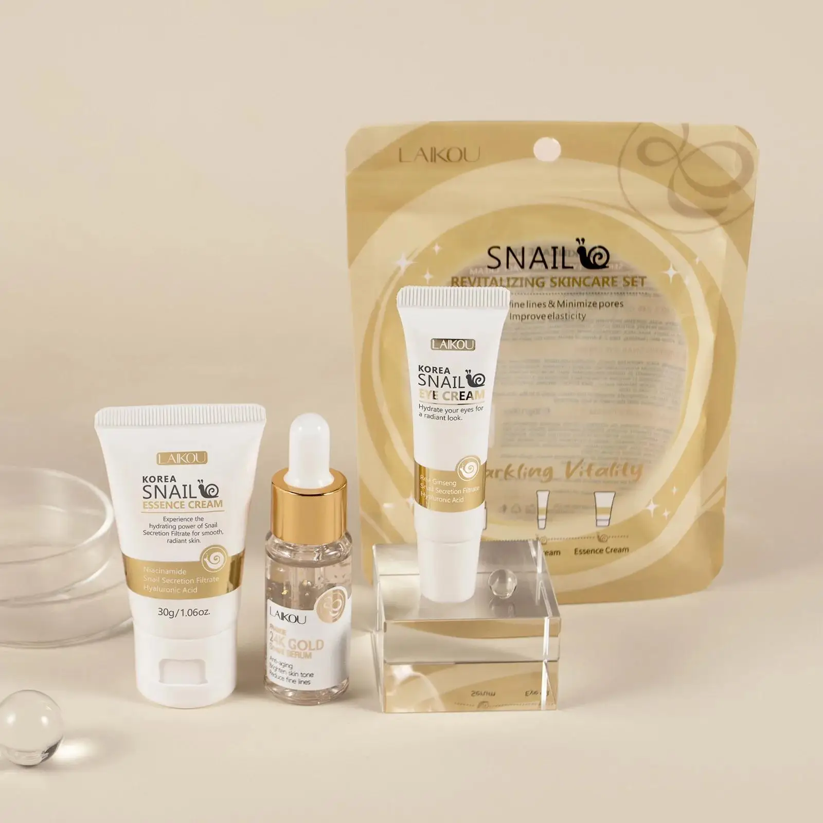 Luxury Skincare Cream - Suero reparador de caracol dorado de